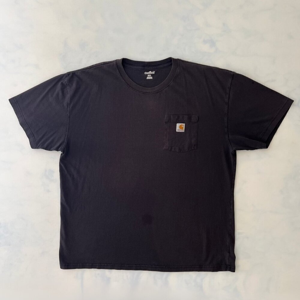 Carhartt 2XL 100% Cotton Front Pocket Faded Black Tee Shirt